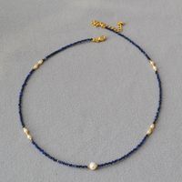 Classic Style Geometric Freshwater Pearl Lapis Lazuli Brass Wholesale Necklace main image 6