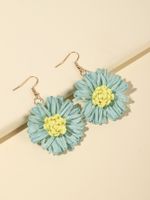 1 Pair Elegant Sweet Flower Raffia Drop Earrings sku image 1