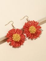 1 Paire Élégant Sucré Fleur Raphia Boucles D'oreilles sku image 4