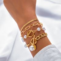 Señora Forma De Corazón Perla De Imitación Aleación Venta Al Por Mayor Pulsera sku image 3