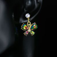 1 Pair Lady Butterfly Plating Inlay Alloy Zircon Drop Earrings main image 5