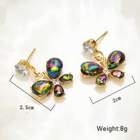 1 Pair Lady Butterfly Plating Inlay Alloy Zircon Drop Earrings main image 3