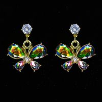 1 Pair Lady Butterfly Plating Inlay Alloy Zircon Drop Earrings main image 2