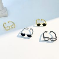 Novelty Glasses Copper Artificial Diamond Open Rings In Bulk main image 5