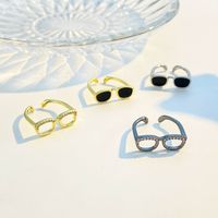 Novelty Glasses Copper Artificial Diamond Open Rings In Bulk main image 4