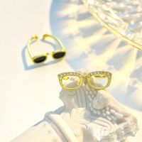 Novelty Glasses Copper Artificial Diamond Open Rings In Bulk main image 2