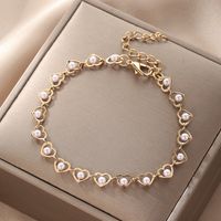 Wholesale Jewelry Casual Simple Style Star Heart Shape Bow Knot Alloy Rhinestones Pearl Plating Inlay Bracelets sku image 6