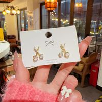 Wholesale Jewelry Sweet Heart Shape Bow Knot Alloy Artificial Pearls Pearl Plating Drop Earrings Ear Studs sku image 4