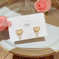 Wholesale Jewelry Sweet Heart Shape Bow Knot Alloy Artificial Pearls Pearl Plating Drop Earrings Ear Studs sku image 5