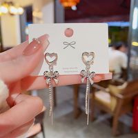 Wholesale Jewelry Sweet Heart Shape Bow Knot Alloy Artificial Pearls Pearl Plating Drop Earrings Ear Studs sku image 17