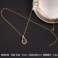 Dame Koreanische Art Geometrisch Quadrat Herzform Kupfer Überzug Inlay Zirkon Halskette Mit Anhänger sku image 5