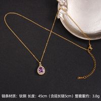Lady Korean Style Geometric Square Heart Shape Copper Plating Inlay Zircon Pendant Necklace sku image 4