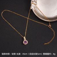 Lady Korean Style Geometric Square Heart Shape Copper Plating Inlay Zircon Pendant Necklace sku image 7