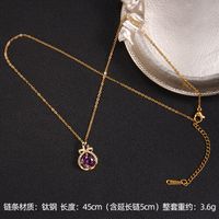 Lady Korean Style Geometric Square Heart Shape Copper Plating Inlay Zircon Pendant Necklace sku image 12