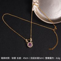Lady Korean Style Geometric Square Heart Shape Copper Plating Inlay Zircon Pendant Necklace sku image 8