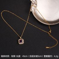 Lady Korean Style Geometric Square Heart Shape Copper Plating Inlay Zircon Pendant Necklace sku image 2