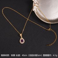 Lady Korean Style Geometric Square Heart Shape Copper Plating Inlay Zircon Pendant Necklace sku image 6
