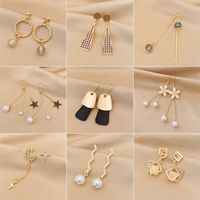 1 Pair Casual Round Flower Rectangle Plating Inlay Alloy Rhinestones Opal Pearl Drop Earrings main image 5