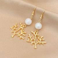 1 Pair Casual Round Flower Rectangle Plating Inlay Alloy Rhinestones Opal Pearl Drop Earrings sku image 1