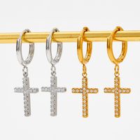304 Stainless Steel 16K Gold Plated White Gold Plated Gold Plated Simple Style Inlay Cross Rhinestones Bracelets Earrings Necklace main image 3