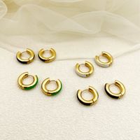 1 Pair Commute C Shape Polishing Enamel Plating 304 Stainless Steel 14K Gold Plated Earrings main image 4