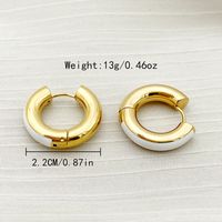 1 Pair Commute C Shape Polishing Enamel Plating 304 Stainless Steel 14K Gold Plated Earrings main image 3