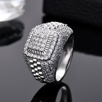 Retro Solid Color Copper Brass Plating Inlay Zircon 18k Gold Plated Men's Rings sku image 13