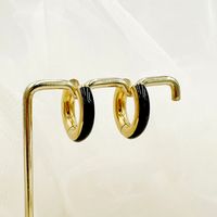 1 Pair Commute C Shape Polishing Enamel Plating 304 Stainless Steel 14K Gold Plated Earrings sku image 1