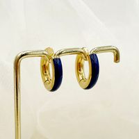 1 Pair Commute C Shape Polishing Enamel Plating 304 Stainless Steel 14K Gold Plated Earrings sku image 5