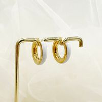 1 Pair Commute C Shape Polishing Enamel Plating 304 Stainless Steel 14K Gold Plated Earrings sku image 6