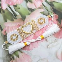 Wholesale Jewelry Bohemian Tassel Heart Shape Glass Glass Bracelets sku image 1