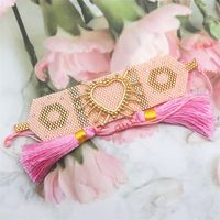 Wholesale Jewelry Bohemian Tassel Heart Shape Glass Glass Bracelets main image 5