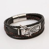 Streetwear Eagle Stainless Steel Pu Leather Men's Bracelets main image 2