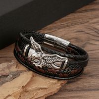 Streetwear Eagle Stainless Steel Pu Leather Men's Bracelets main image 4