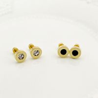 1 Pair Classic Style Commute Round Plating Inlay 304 Stainless Steel Zircon 14K Gold Plated Ear Studs main image 1