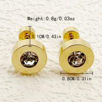 1 Pair Classic Style Commute Round Plating Inlay 304 Stainless Steel Zircon 14K Gold Plated Ear Studs main image 2