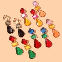 1 Pair Simple Style Water Droplets Inlay Alloy Glass Drop Earrings main image 9