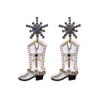 1 Pair Exaggerated Cowboy Style Boots Inlay Alloy Plastic Resin Drop Earrings sku image 5