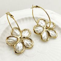 1 Pair Classical Vintage Style Flower Plating Inlay 304 Stainless Steel Shell 14K Gold Plated Earrings main image 3