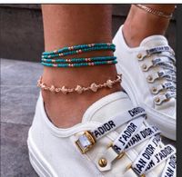 New Fashion Accessories Color Rice Bead Disc Love Eye Anklet Set sku image 1