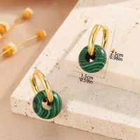 1 Pair Elegant Circle Round Beaded Plating Natural Stone Copper 18k Gold Plated Drop Earrings main image 4