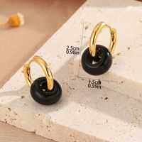 1 Pair Elegant Circle Round Beaded Plating Natural Stone Copper 18k Gold Plated Drop Earrings main image 5