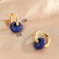 1 Pair Elegant Circle Round Beaded Plating Natural Stone Copper 18k Gold Plated Drop Earrings main image 7