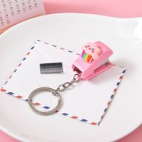 Cute Cartoon Student Small Portable Binding Book Stapler With Keychain sku image 11
