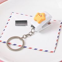 Cute Cartoon Student Small Portable Binding Book Stapler With Keychain sku image 8