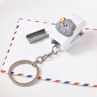 Cute Cartoon Student Small Portable Binding Book Stapler With Keychain sku image 9