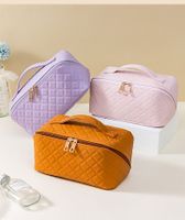 Women's Large All Seasons Pu Leather Lingge Basic Square Zipper Cosmetic Bag main image 2