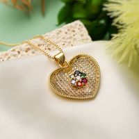 Simple Style Commute Colorful Heart Shape Copper Plating Inlay Zircon 18k Gold Plated Pendant Necklace main image 2