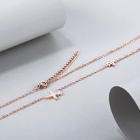 Cute Airplane Stainless Steel Plating Inlay Diamond Rose Gold Plated Necklace Pendant main image 5