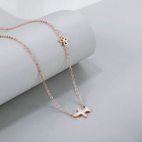Cute Airplane Stainless Steel Plating Inlay Diamond Rose Gold Plated Necklace Pendant main image 1